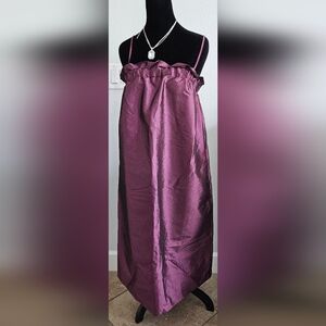 Topshop NWT Plum Satin Taffeta Ruffle Spaghetti Strap Midi Dress Size 4.